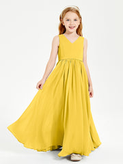 Chic Elegant Sleeveless Dresses for Junior Bridesmaids Marigold