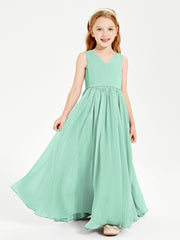 Chic Elegant Sleeveless Dresses for Junior Bridesmaids Mint Green