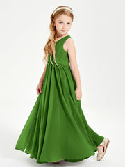 Chic Elegant Sleeveless Dresses for Junior Bridesmaids Moss