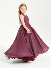 Chic Elegant Sleeveless Dresses for Junior Bridesmaids Mulberry