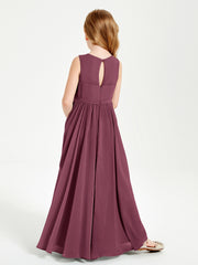 Chic Elegant Sleeveless Dresses for Junior Bridesmaids Mulberry