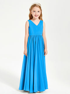 Chic Elegant Sleeveless Dresses for Junior Bridesmaids Ocean Blue