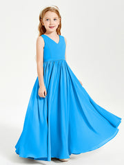 Chic Elegant Sleeveless Dresses for Junior Bridesmaids Ocean Blue