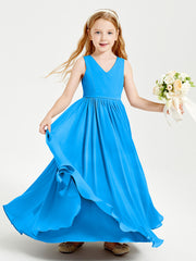 Chic Elegant Sleeveless Dresses for Junior Bridesmaids Ocean Blue