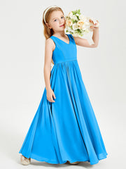 Chic Elegant Sleeveless Dresses for Junior Bridesmaids Ocean Blue