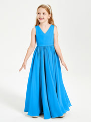 Chic Elegant Sleeveless Dresses for Junior Bridesmaids Ocean Blue