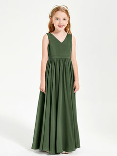 Chic Elegant Sleeveless Dresses for Junior Bridesmaids Olive Green