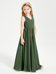 Chic Elegant Sleeveless Dresses for Junior Bridesmaids Olive Green