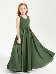 Chic Elegant Sleeveless Dresses for Junior Bridesmaids Olive Green