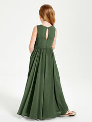 Chic Elegant Sleeveless Dresses for Junior Bridesmaids Olive Green