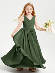 Chic Elegant Sleeveless Dresses for Junior Bridesmaids Olive Green