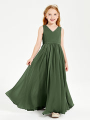 Chic Elegant Sleeveless Dresses for Junior Bridesmaids Olive Green