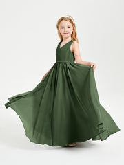 Chic Elegant Sleeveless Dresses for Junior Bridesmaids Olive Green