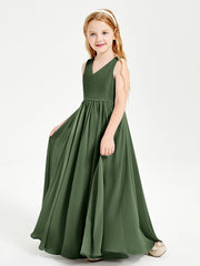 Chic Elegant Sleeveless Dresses for Junior Bridesmaids Olive Green