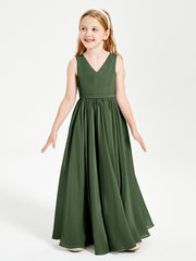Chic Elegant Sleeveless Dresses for Junior Bridesmaids Olive Green