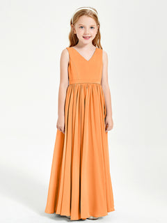 Chic Elegant Sleeveless Dresses for Junior Bridesmaids Orange