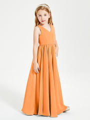 Chic Elegant Sleeveless Dresses for Junior Bridesmaids Orange