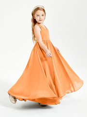 Chic Elegant Sleeveless Dresses for Junior Bridesmaids Orange