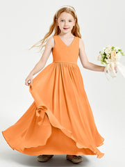 Chic Elegant Sleeveless Dresses for Junior Bridesmaids Orange
