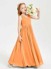 Chic Elegant Sleeveless Dresses for Junior Bridesmaids Orange