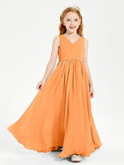Chic Elegant Sleeveless Dresses for Junior Bridesmaids Orange