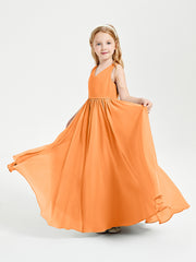Chic Elegant Sleeveless Dresses for Junior Bridesmaids Orange