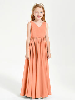 Chic Elegant Sleeveless Dresses for Junior Bridesmaids Papaya