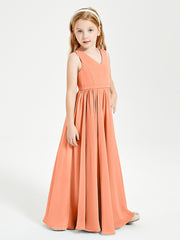 Chic Elegant Sleeveless Dresses for Junior Bridesmaids Papaya
