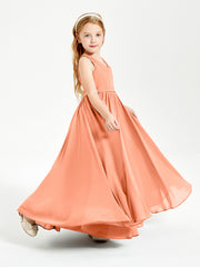 Chic Elegant Sleeveless Dresses for Junior Bridesmaids Papaya