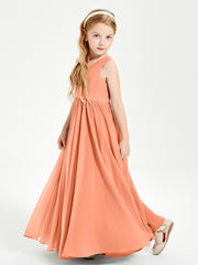 Chic Elegant Sleeveless Dresses for Junior Bridesmaids Papaya