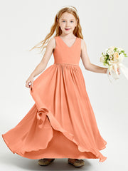 Chic Elegant Sleeveless Dresses for Junior Bridesmaids Papaya