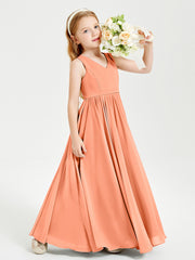 Chic Elegant Sleeveless Dresses for Junior Bridesmaids Papaya