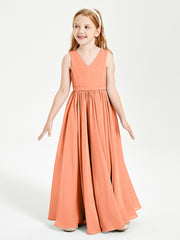 Chic Elegant Sleeveless Dresses for Junior Bridesmaids Papaya
