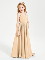Chic Elegant Sleeveless Dresses for Junior Bridesmaids Peach
