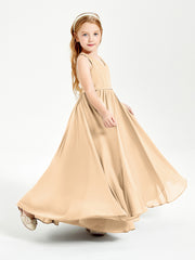 Chic Elegant Sleeveless Dresses for Junior Bridesmaids Peach