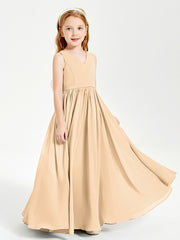 Chic Elegant Sleeveless Dresses for Junior Bridesmaids Peach