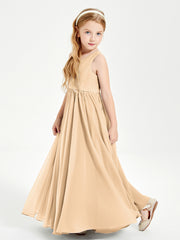 Chic Elegant Sleeveless Dresses for Junior Bridesmaids Peach