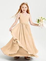 Chic Elegant Sleeveless Dresses for Junior Bridesmaids Peach