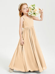 Chic Elegant Sleeveless Dresses for Junior Bridesmaids Peach