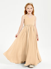 Chic Elegant Sleeveless Dresses for Junior Bridesmaids Peach
