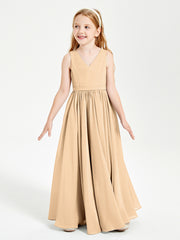Chic Elegant Sleeveless Dresses for Junior Bridesmaids Peach