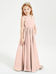 Chic Elegant Sleeveless Dresses for Junior Bridesmaids Pearl Pink
