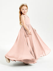 Chic Elegant Sleeveless Dresses for Junior Bridesmaids Pearl Pink