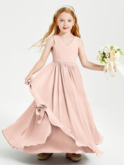 Chic Elegant Sleeveless Dresses for Junior Bridesmaids Pearl Pink