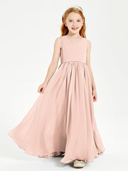 Chic Elegant Sleeveless Dresses for Junior Bridesmaids Pearl Pink