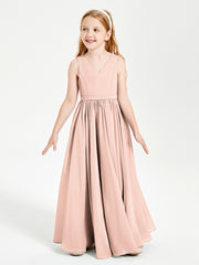 Chic Elegant Sleeveless Dresses for Junior Bridesmaids Pearl Pink