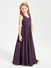 Chic Elegant Sleeveless Dresses for Junior Bridesmaids Plum