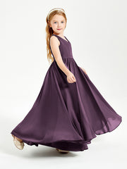 Chic Elegant Sleeveless Dresses for Junior Bridesmaids Plum