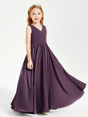 Chic Elegant Sleeveless Dresses for Junior Bridesmaids Plum