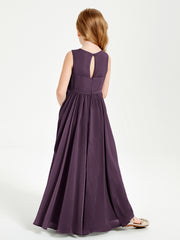 Chic Elegant Sleeveless Dresses for Junior Bridesmaids Plum